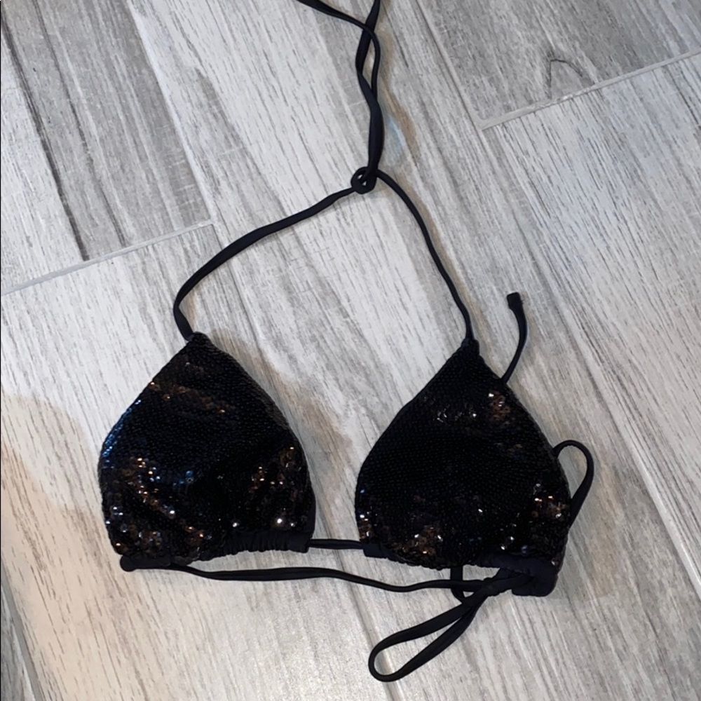 Black sequin bikini top